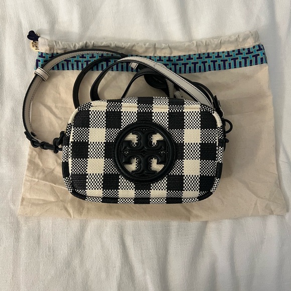 Tory Burch Handbags - Tory Burch Black and Cream Checkered Crossbody Bag